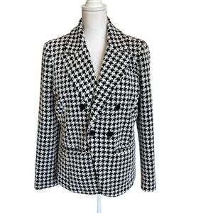 Bagatelle Blazer Missing Size Tag Black White Houndstooth Double Breasted Lined